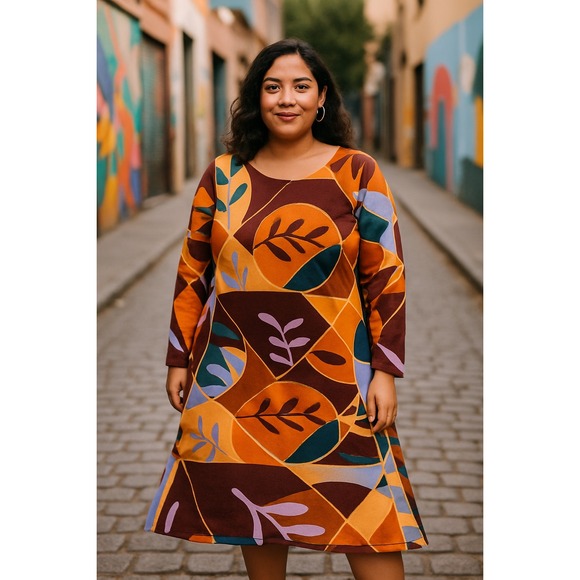 NWT Latino Heritage Talisa Almonte Geometric Leaf Dress – XXL (Fits 12/14) - Picture 1 of 8